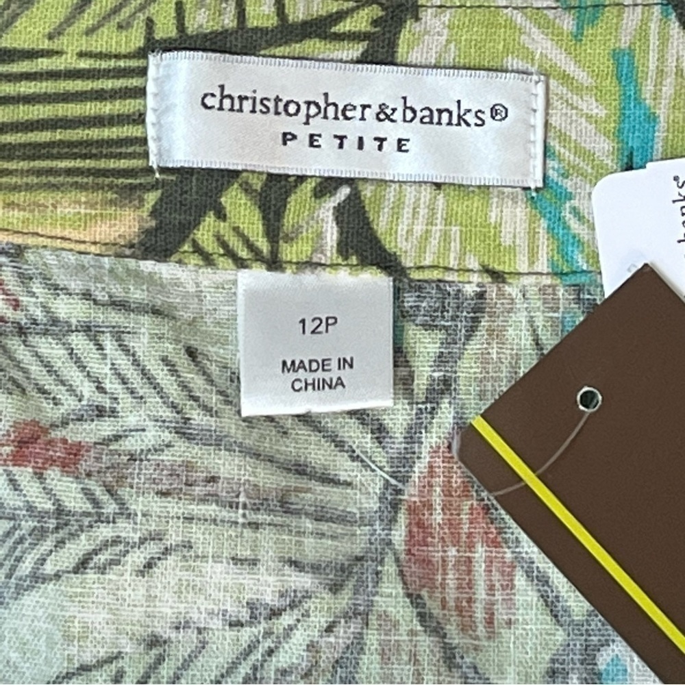 Nwt Christopher & Banks Linen Blend Tropical Print Side Zip Skirt, 12 Petite. — image 4 of 8